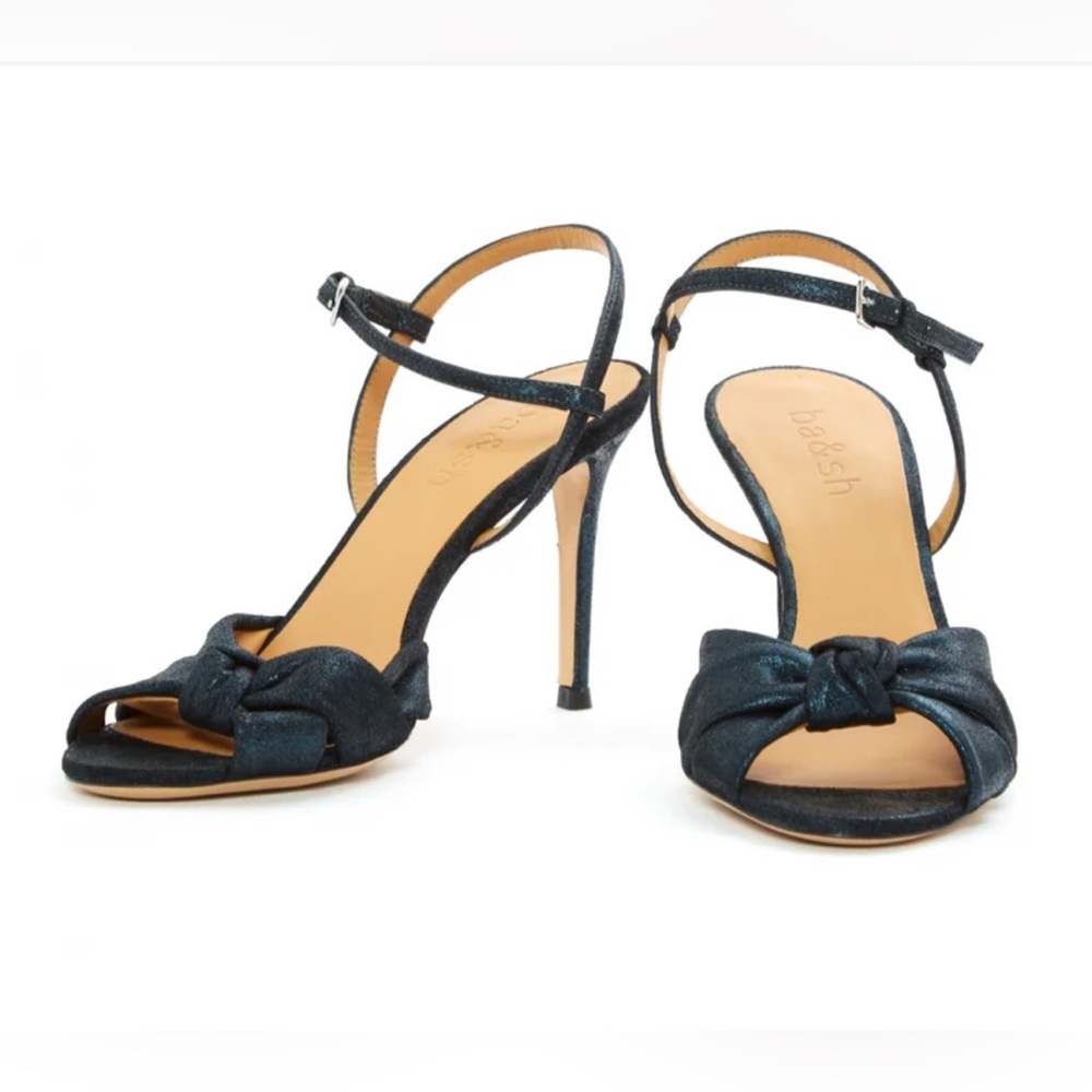 BA&SH metallic deep blue Strappy Heeled Sandals